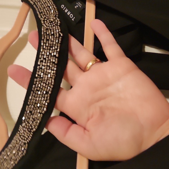 Torrid dress/top beaded choker super stretchy black - Picture 3 of 6